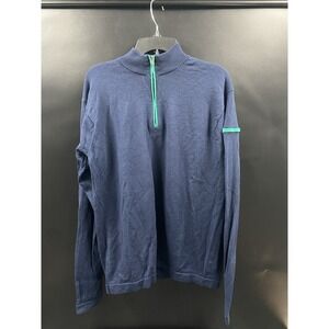 Peter Millar‎ Men's XL 1/4 Zip Sweater 100% Extra Fine Italian Merino Wool Navy